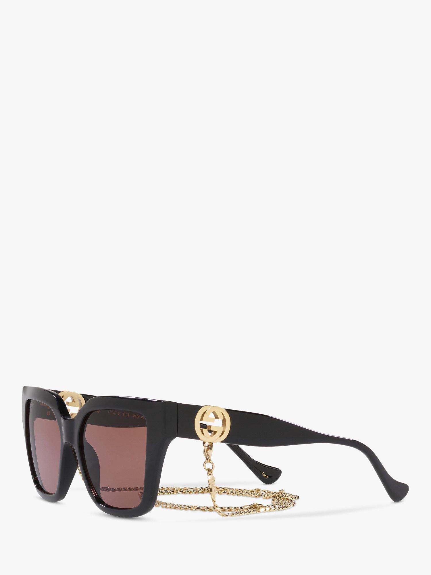 GG1023S Women's D-Frame Sunglasses, Black/Brown