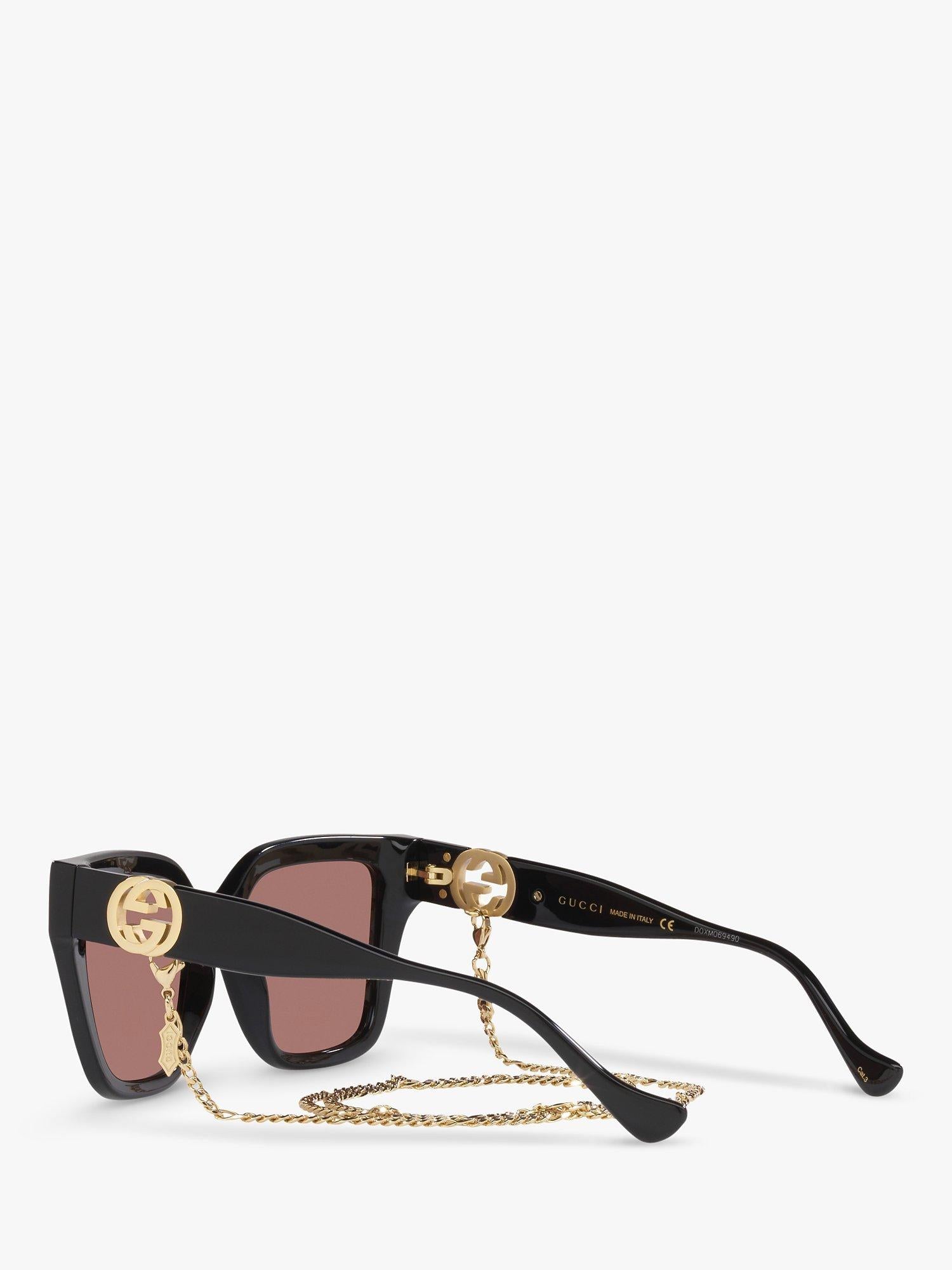 GG1023S Women's D-Frame Sunglasses, Black/Brown