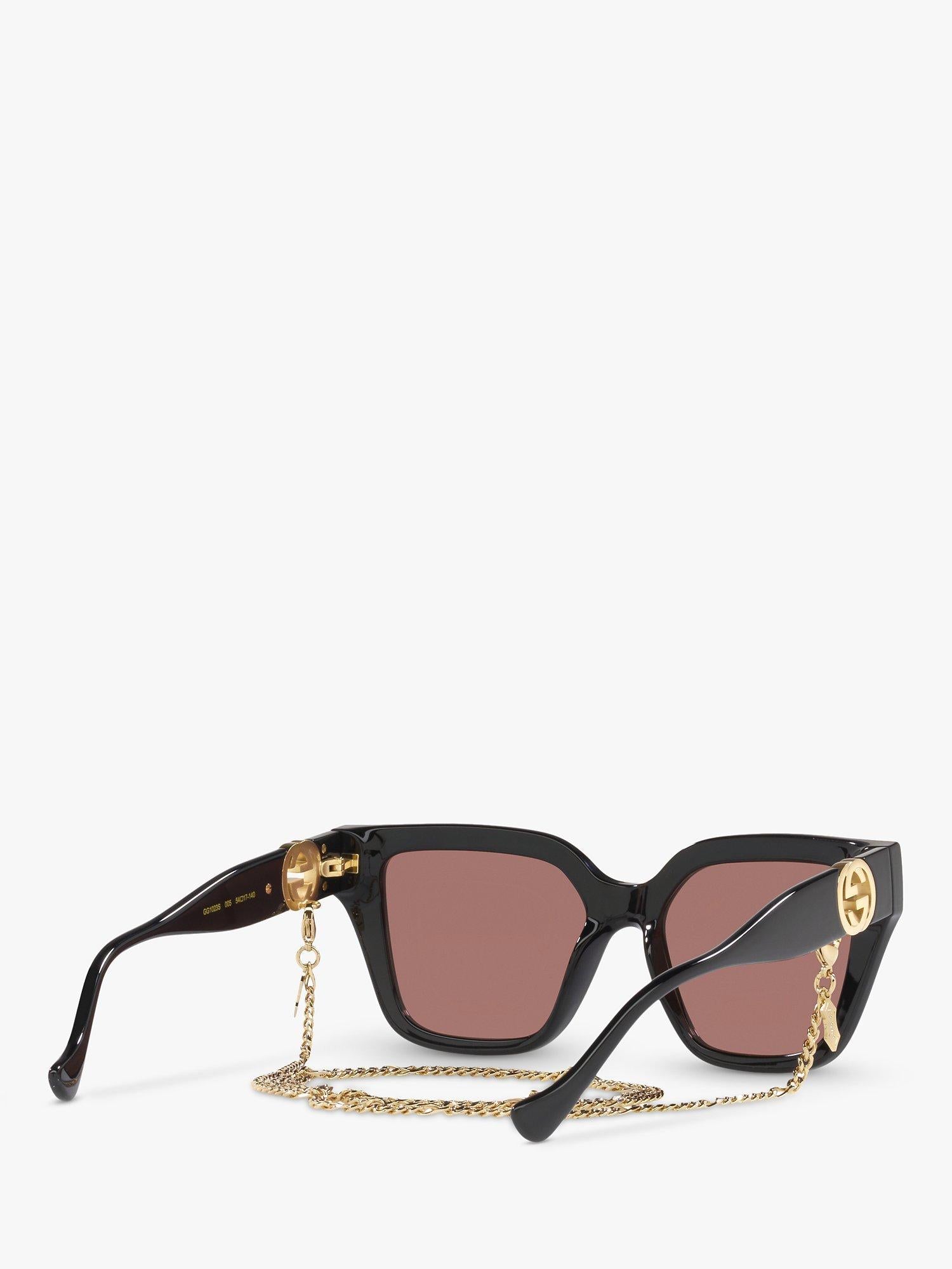 GG1023S Women's D-Frame Sunglasses, Black/Brown