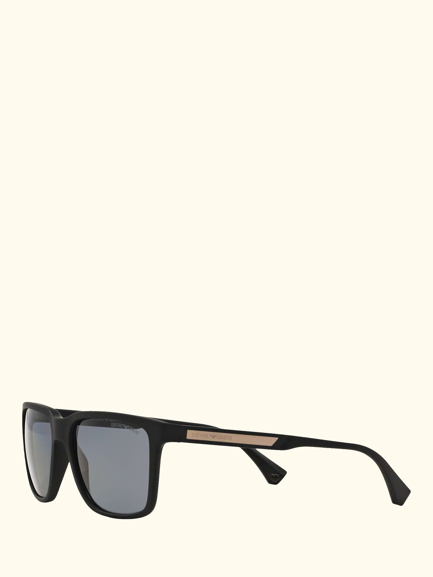 EA4047 Men's Square Polarised Sunglasses, Rubber Black/Grey