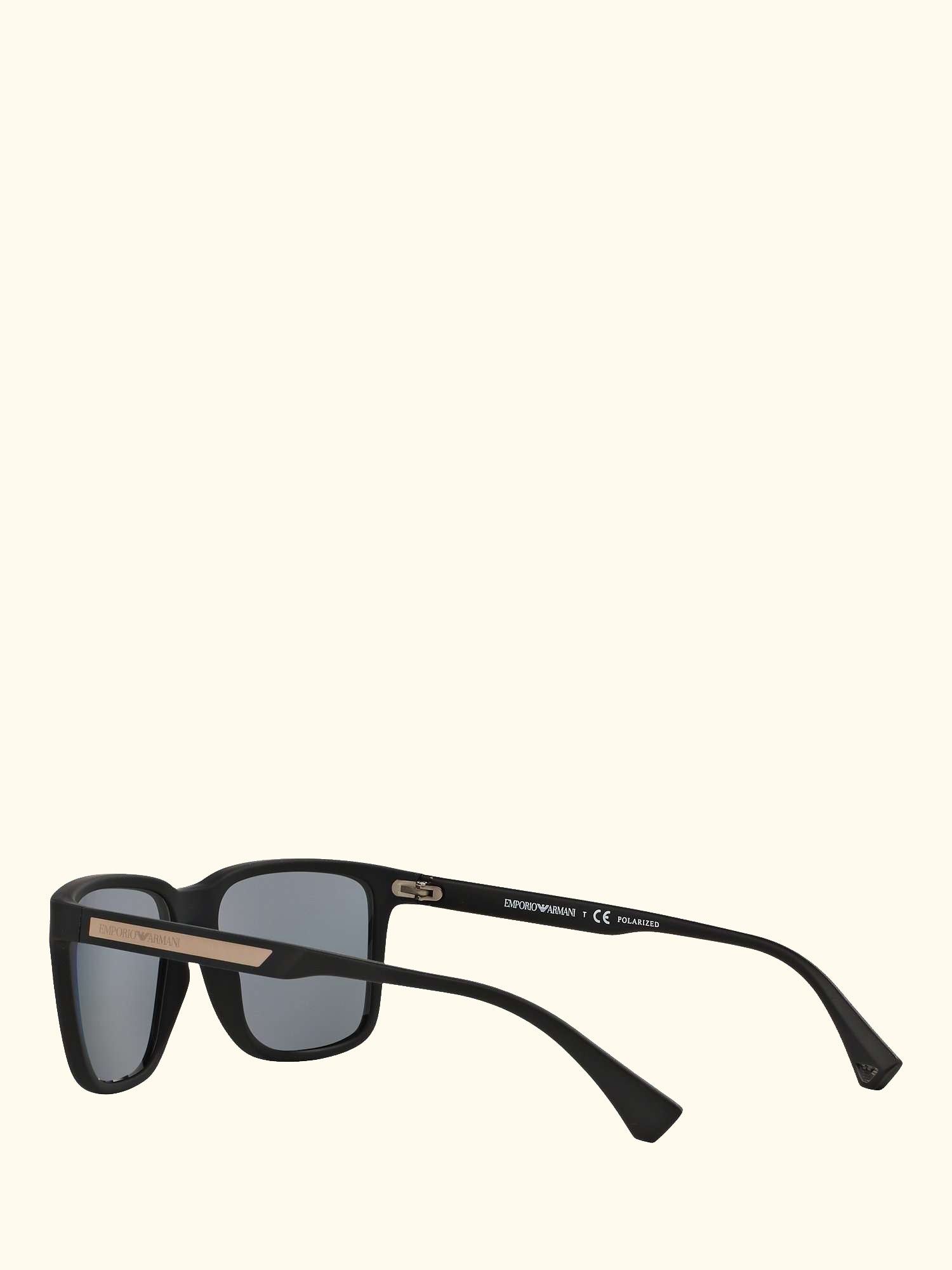 EA4047 Men's Square Polarised Sunglasses, Rubber Black/Grey