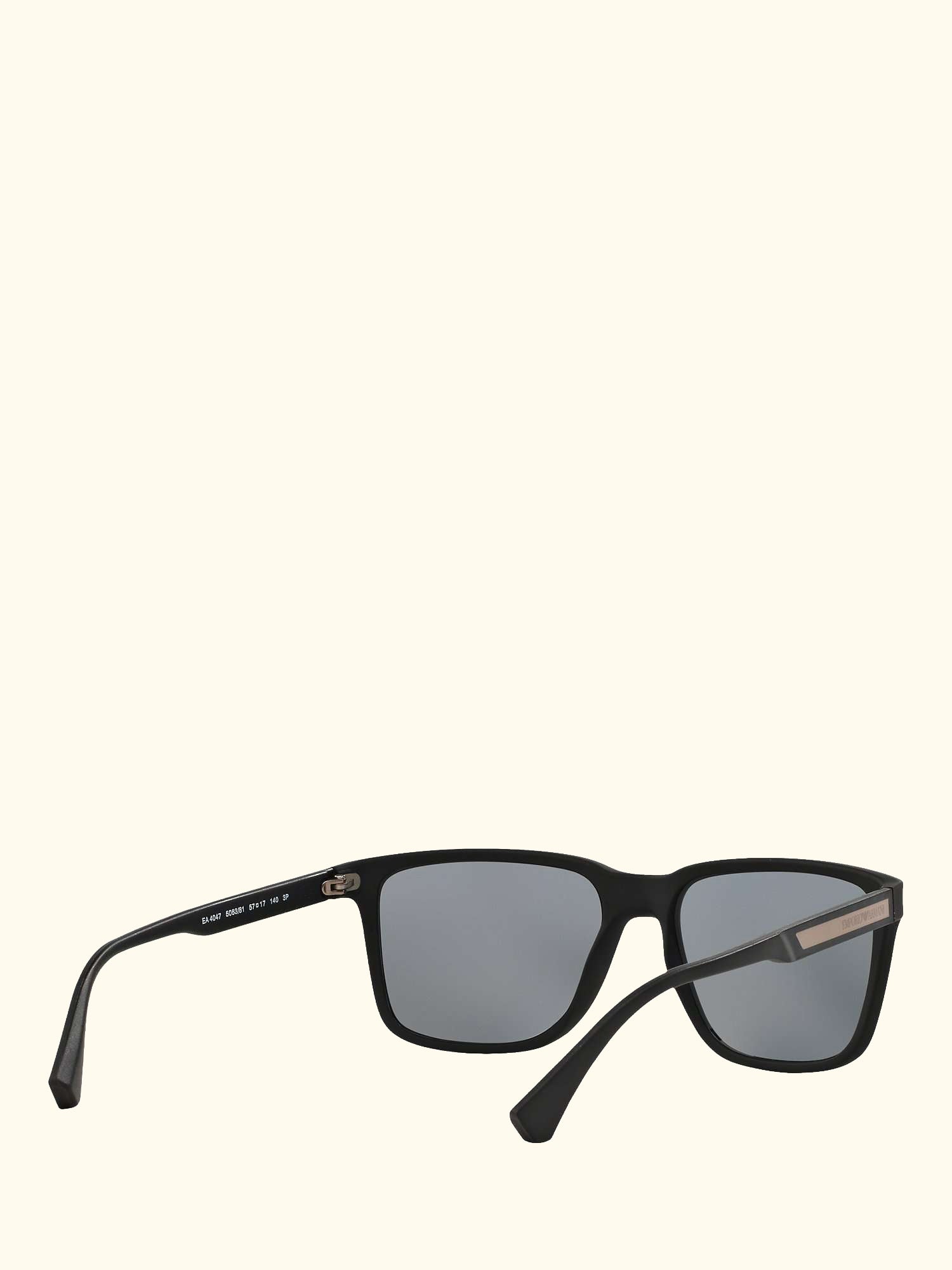 EA4047 Men's Square Polarised Sunglasses, Rubber Black/Grey