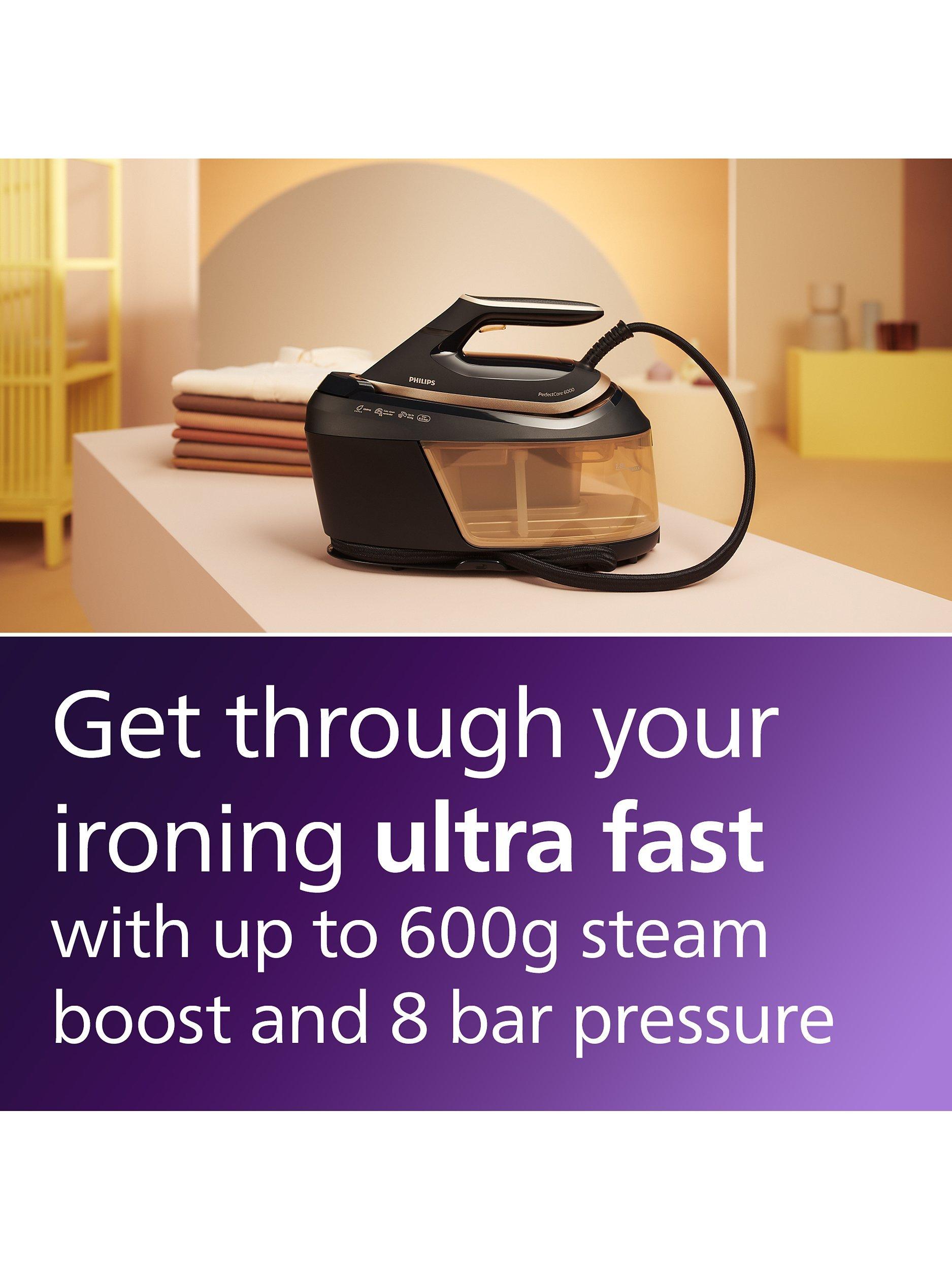 PerfectCare 6000 Series PSG6066/26 SteamGlide Advanced Steam Generator Iron, Black/Gold