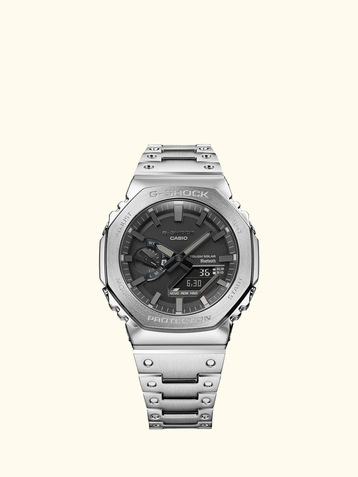 GM-B2100D-1AER Men's G-Shock Bracelet Strap Watch, Silver