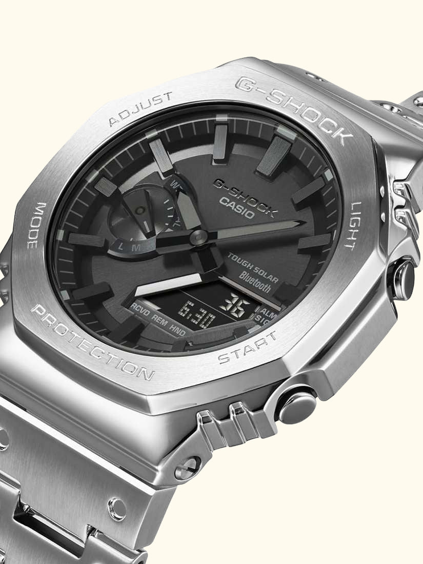GM-B2100D-1AER Men's G-Shock Bracelet Strap Watch, Silver