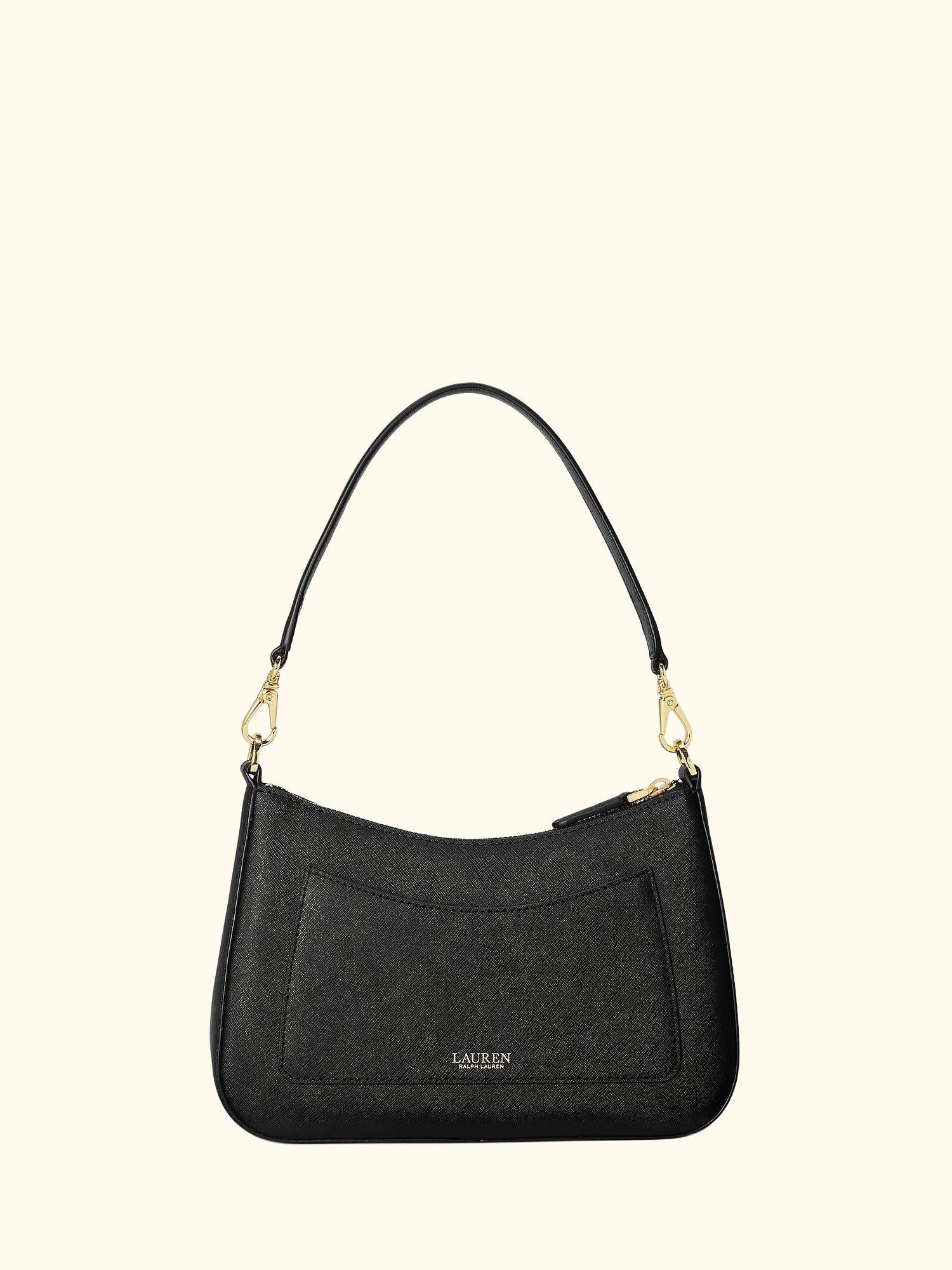 Lauren Ralph Lauren Danni 26 Crosshatch Leather Shoulder Bag, Black