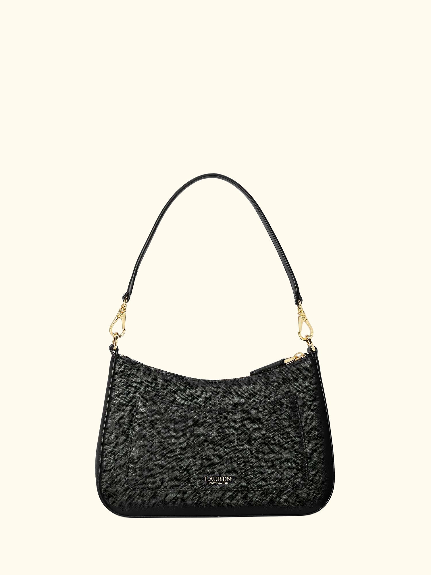 Lauren Ralph Lauren Danni 26 Crosshatch Leather Shoulder Bag, Black