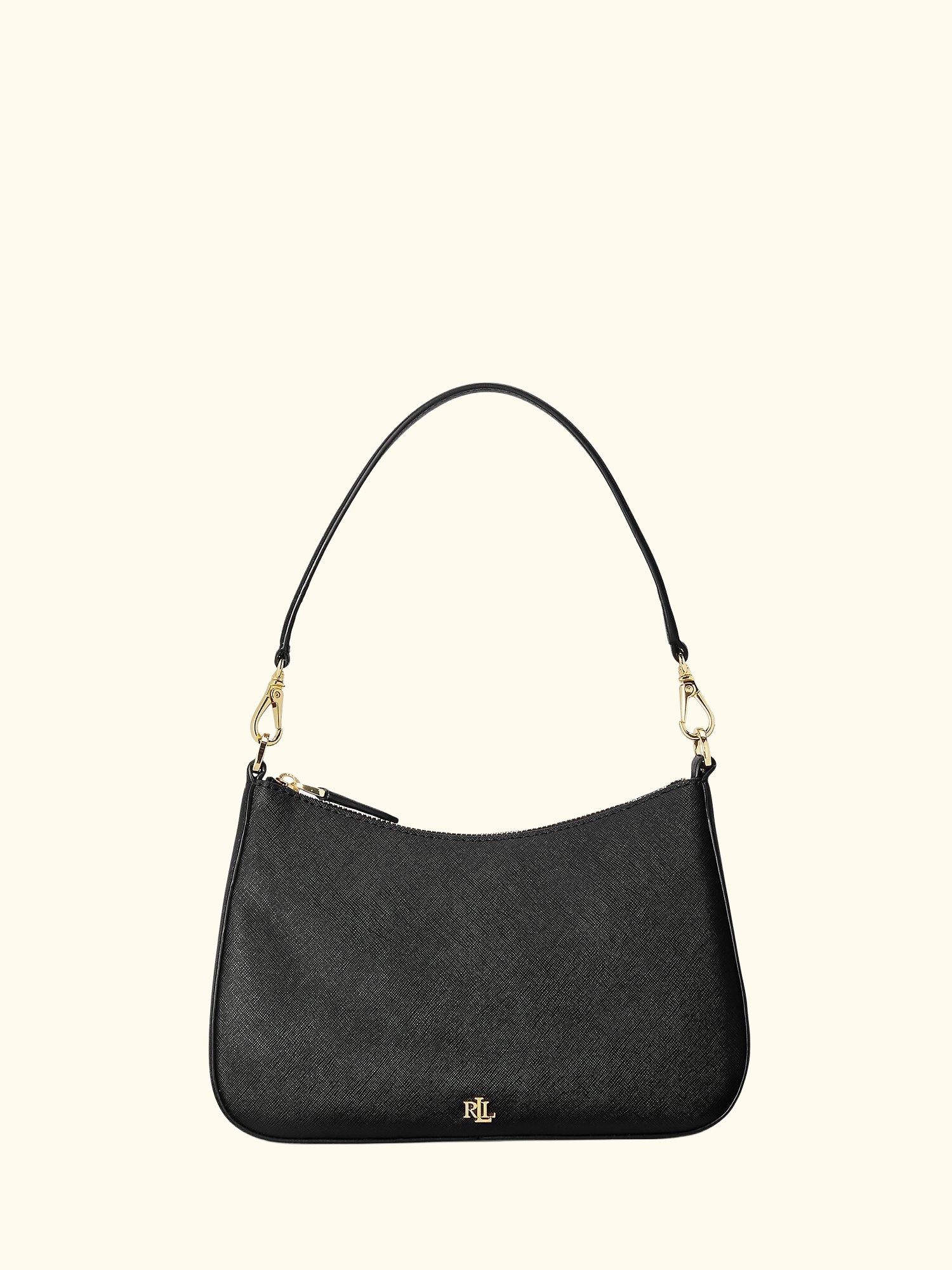 Lauren Ralph Lauren Danni 26 Crosshatch Leather Shoulder Bag, Black