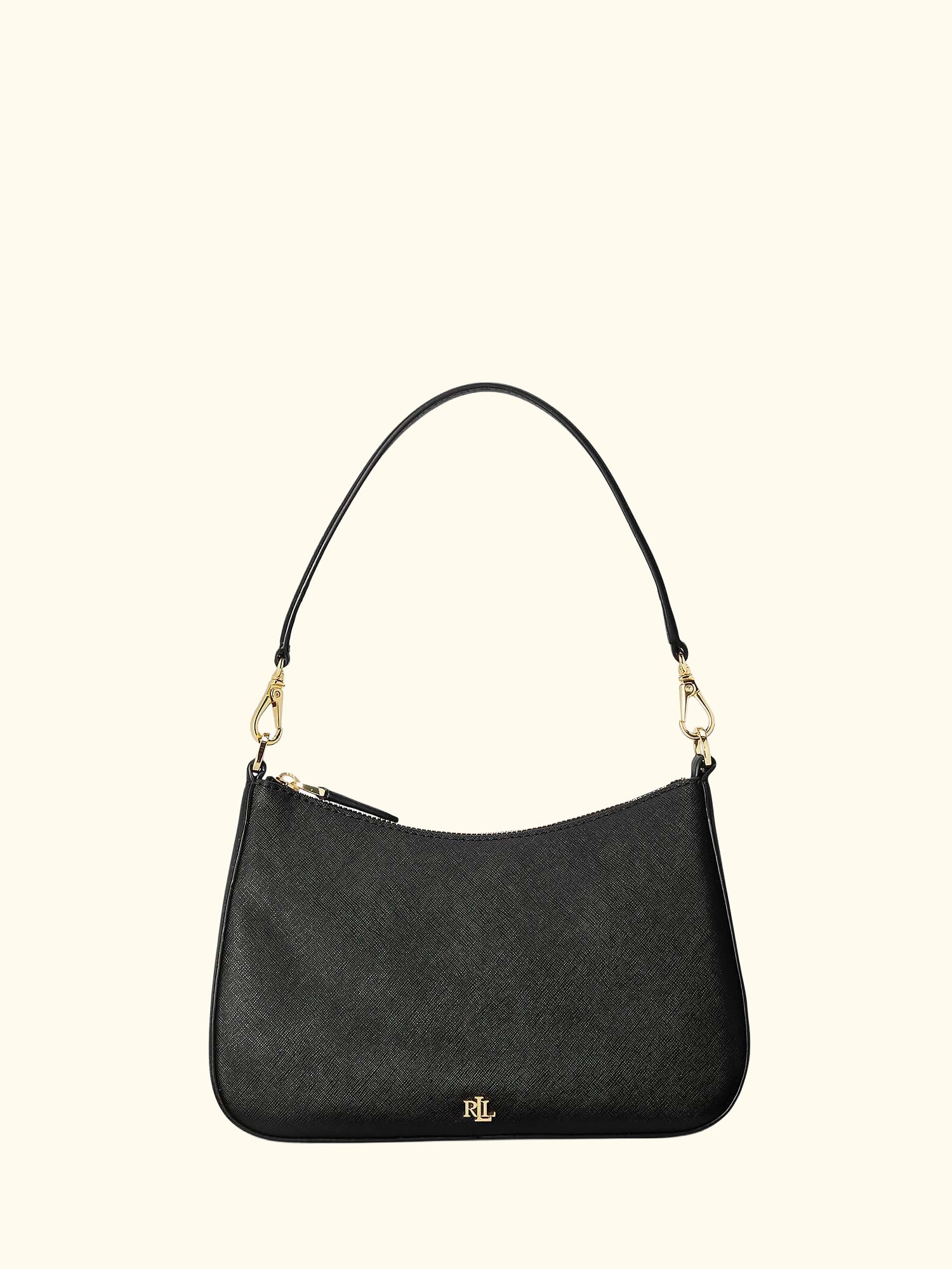 Lauren Ralph Lauren Danni 26 Crosshatch Leather Shoulder Bag, Black