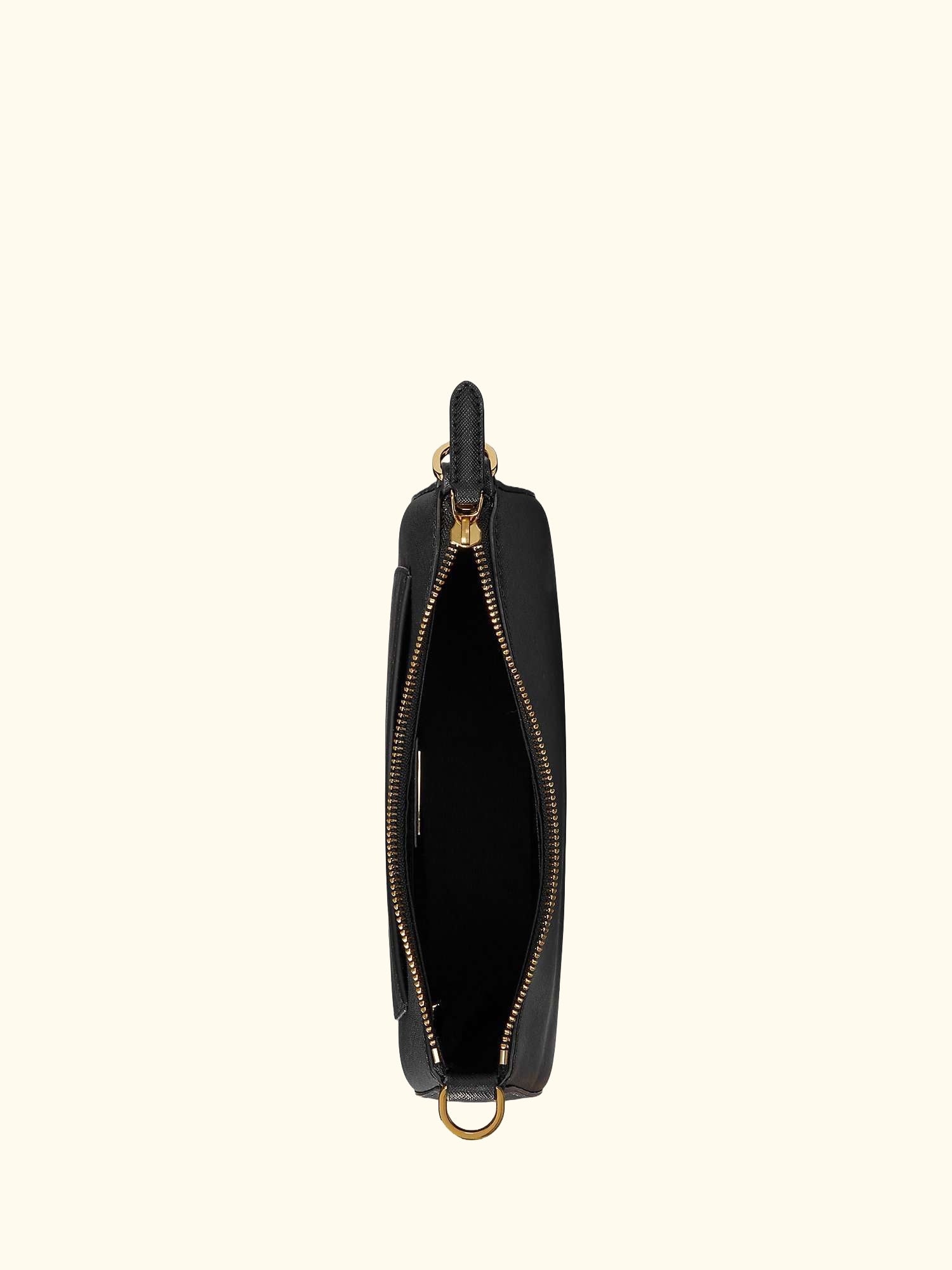 Lauren Ralph Lauren Danni 26 Crosshatch Leather Shoulder Bag, Black