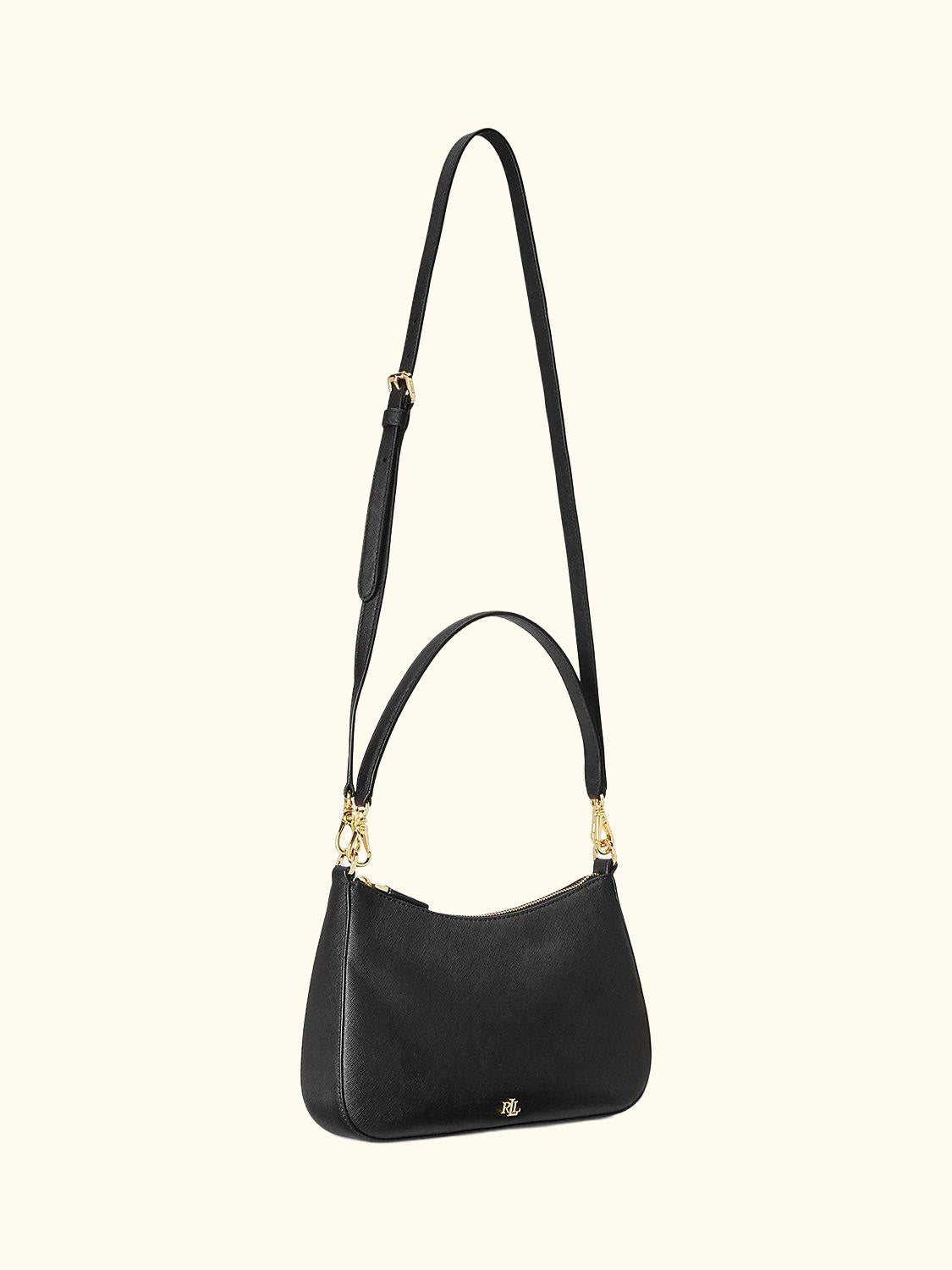 Lauren Ralph Lauren Danni 26 Crosshatch Leather Shoulder Bag, Black