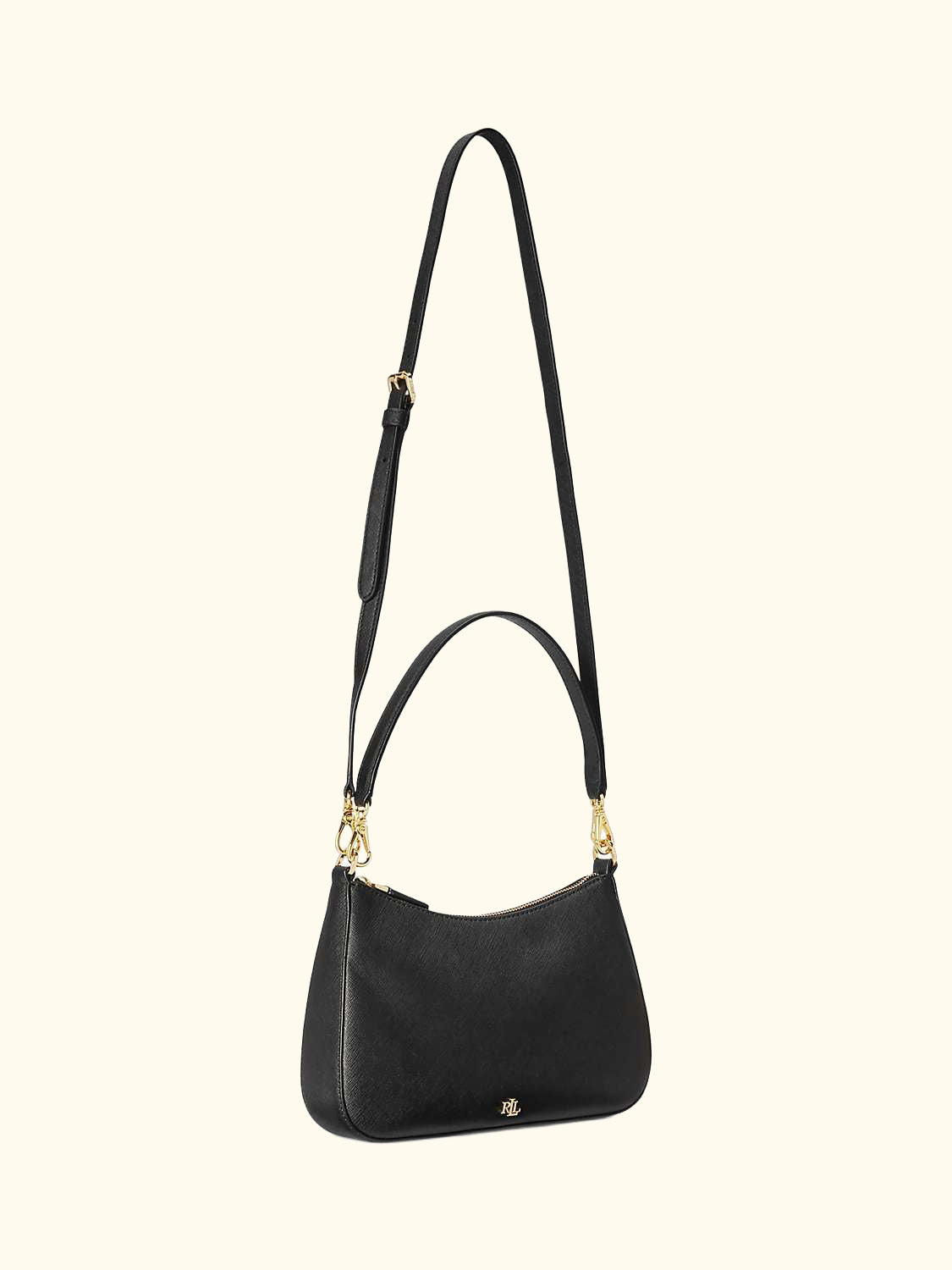 Lauren Ralph Lauren Danni 26 Crosshatch Leather Shoulder Bag, Black