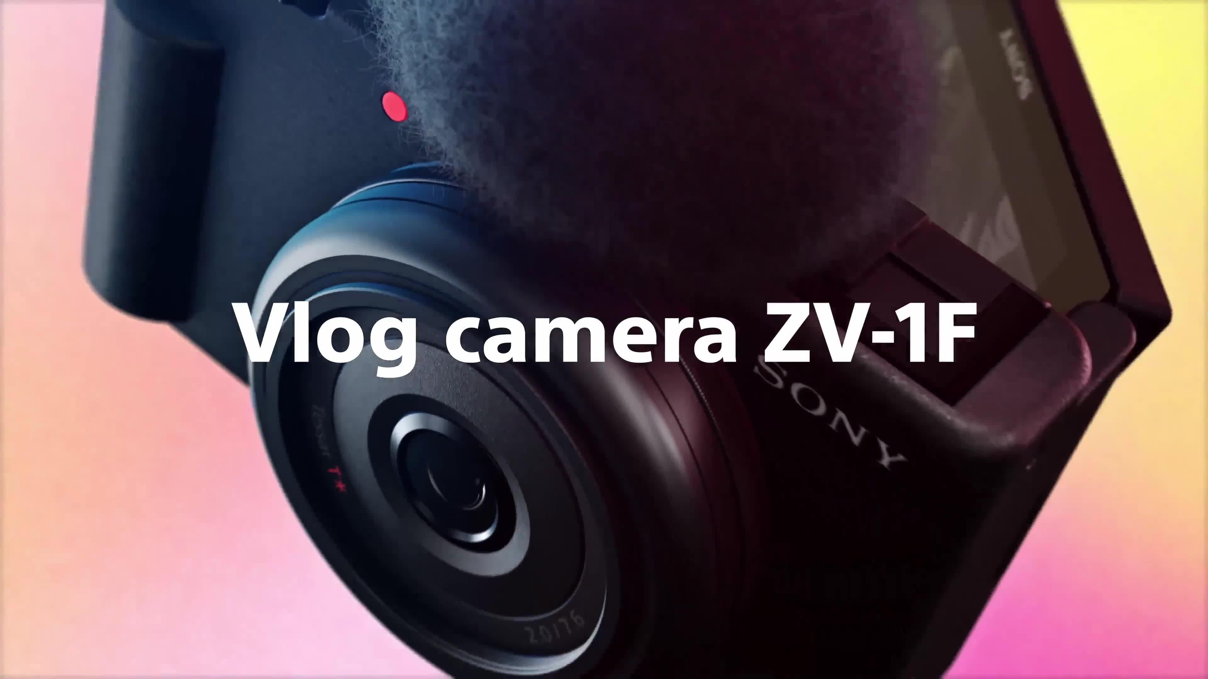 ZV-1F Compact Vlogging Camera with 20mm Lens, 4K Ultra HD, 20.1MP, Wi-Fi, Bluetooth, 3” Vari-Angle Touch Screen, Black