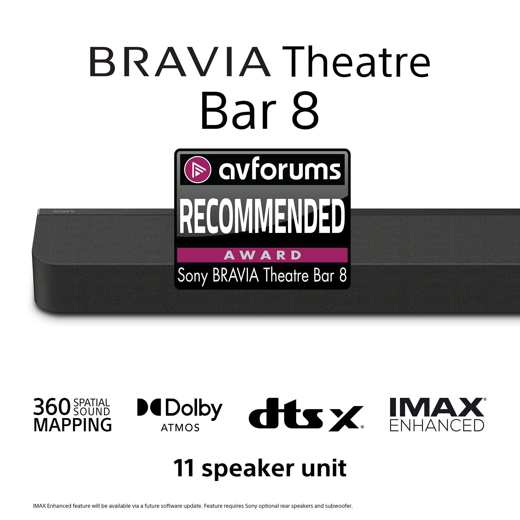 Bravia Theatre Bar 8 HT-A8000 Wi-Fi Bluetooth All-In-One Soundbar with 360 Spatial Sound Mapping, Dolby Atmos & DTS:X, Black