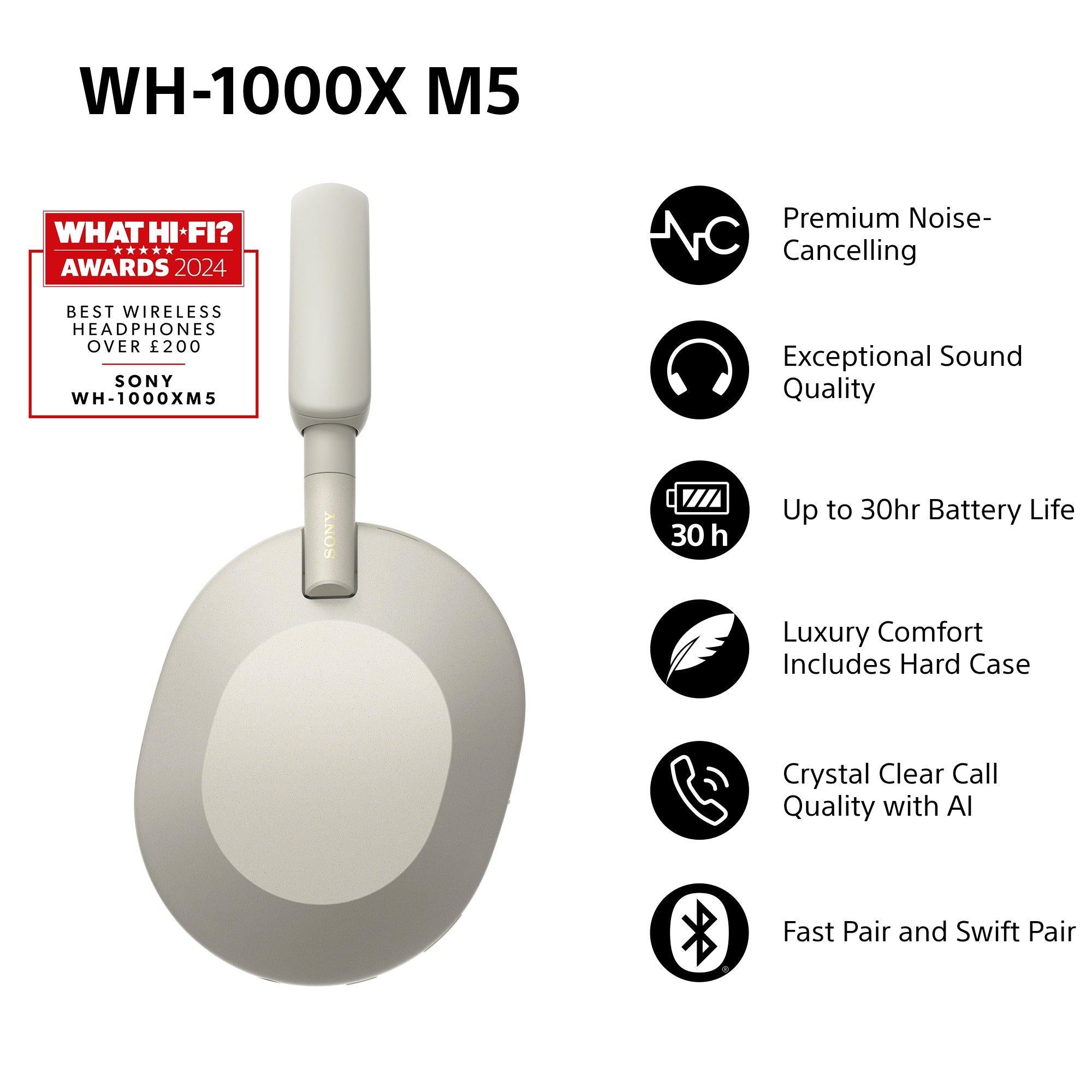WH-1000XM5 Noise Cancelling Wireless Bluetooth High Resolution Audio Over-Ear Headphones with Mic/Remote