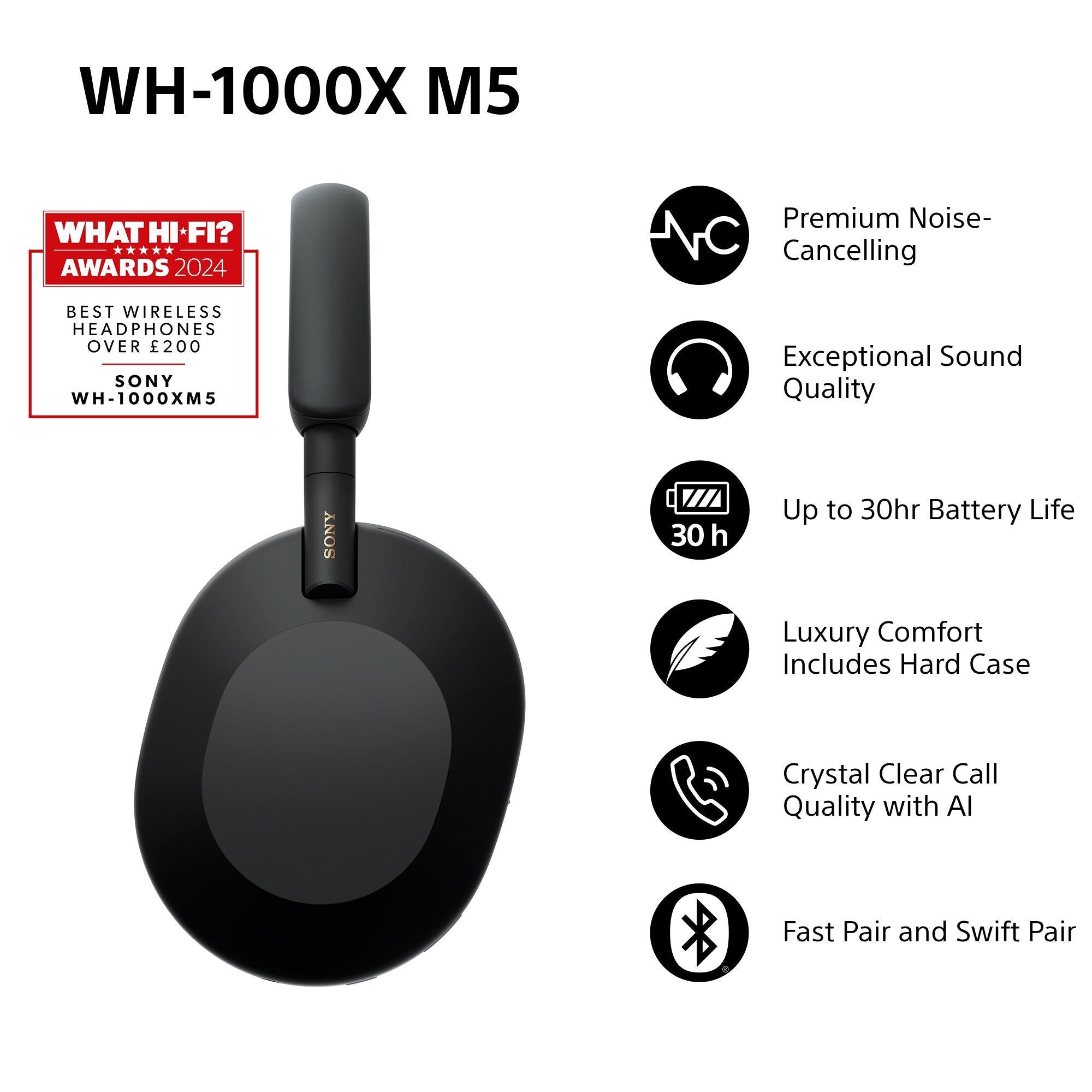 WH-1000XM5 Noise Cancelling Wireless Bluetooth High Resolution Audio Over-Ear Headphones with Mic/Remote