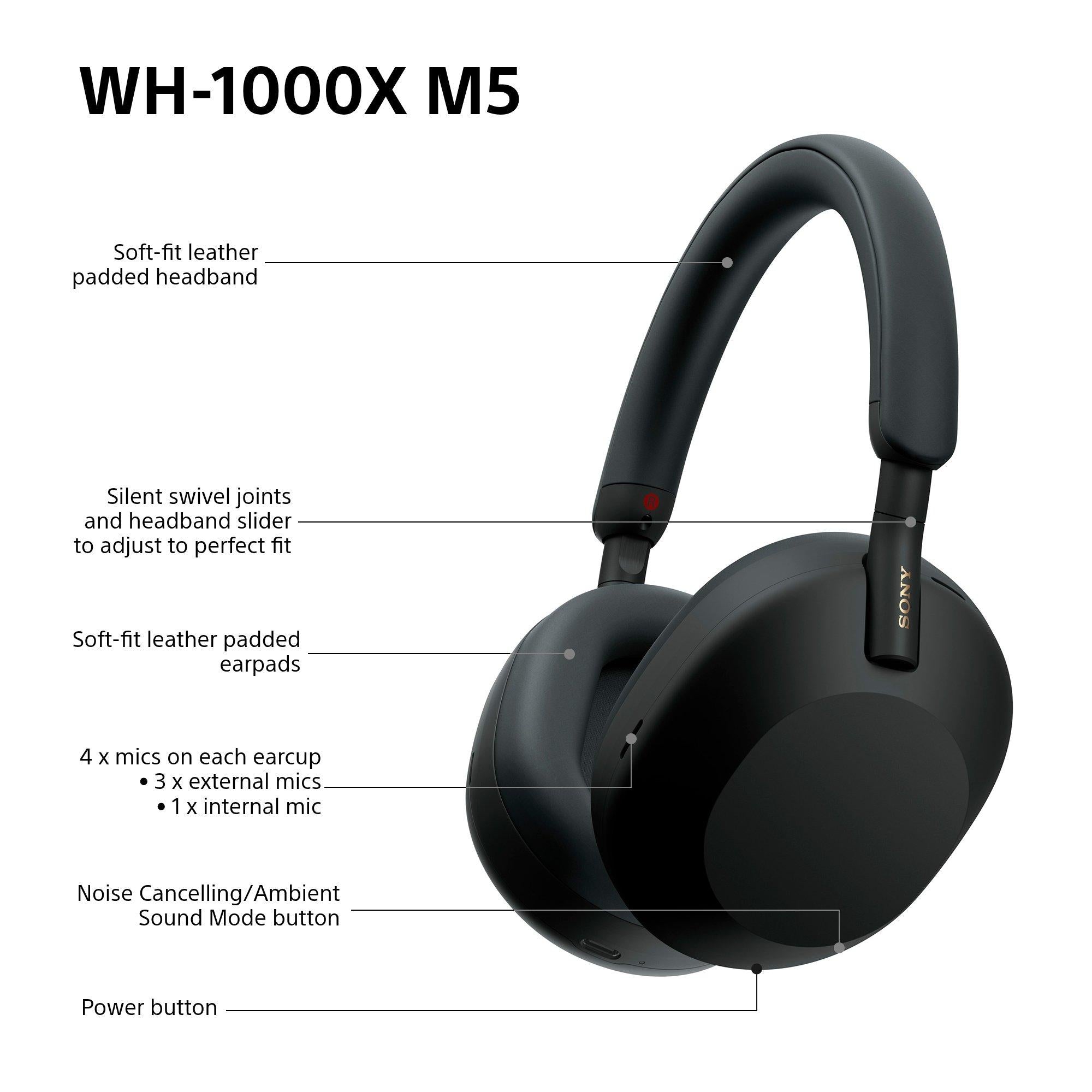 WH-1000XM5 Noise Cancelling Wireless Bluetooth High Resolution Audio Over-Ear Headphones with Mic/Remote