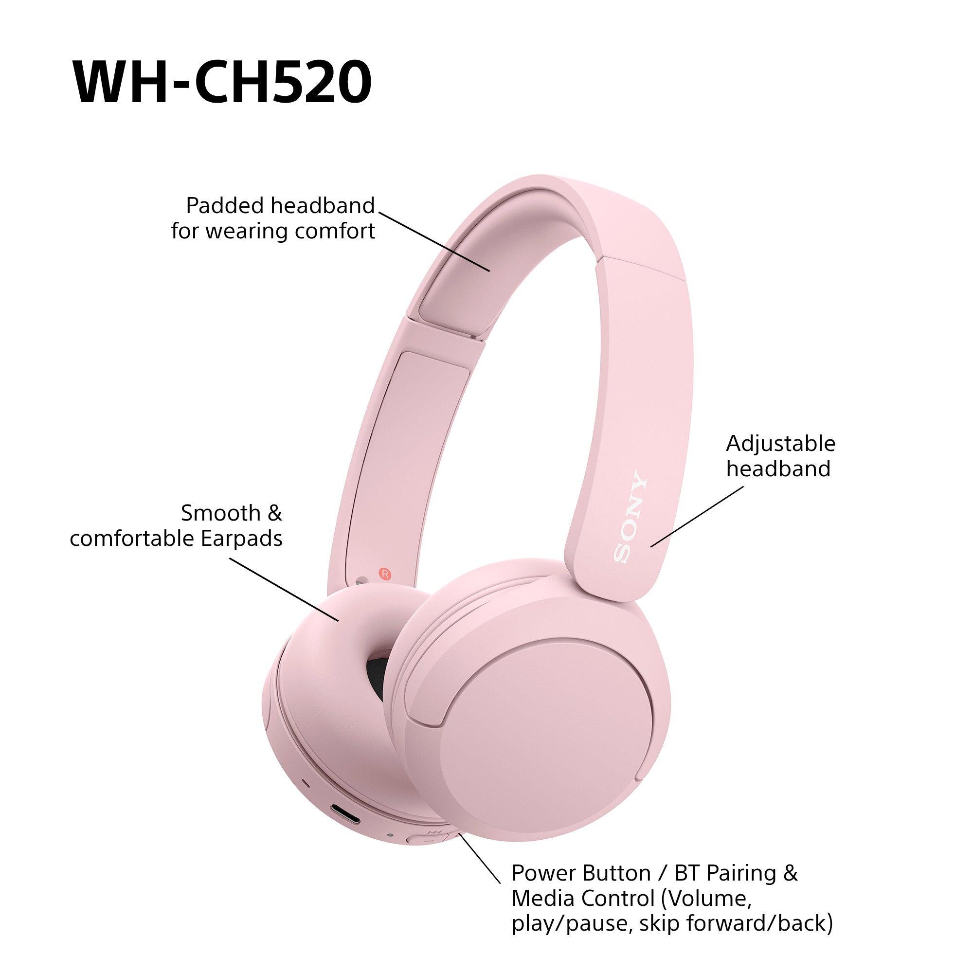 WH-CH520 Bluetooth Wireless On-Ear Headphones with Mic/Remote