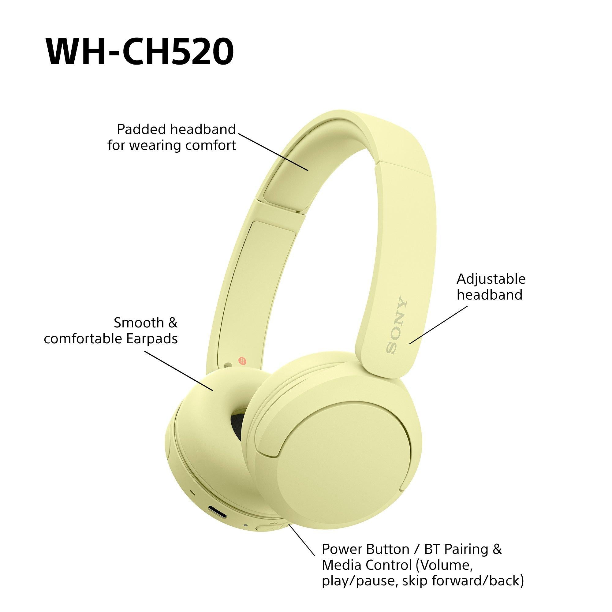 WH-CH520 Bluetooth Wireless On-Ear Headphones with Mic/Remote