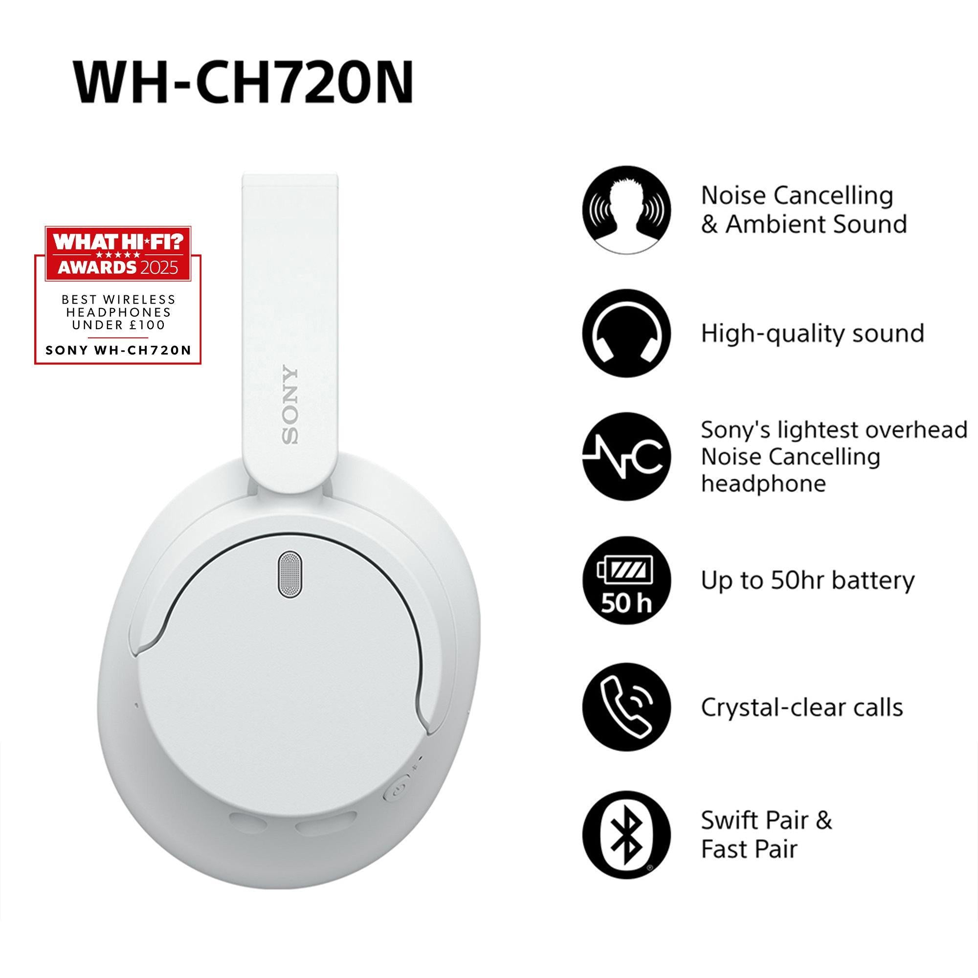 WH-CH720 Noise Cancelling Bluetooth Wireless Over-Ear Headphones with Mic/Remote