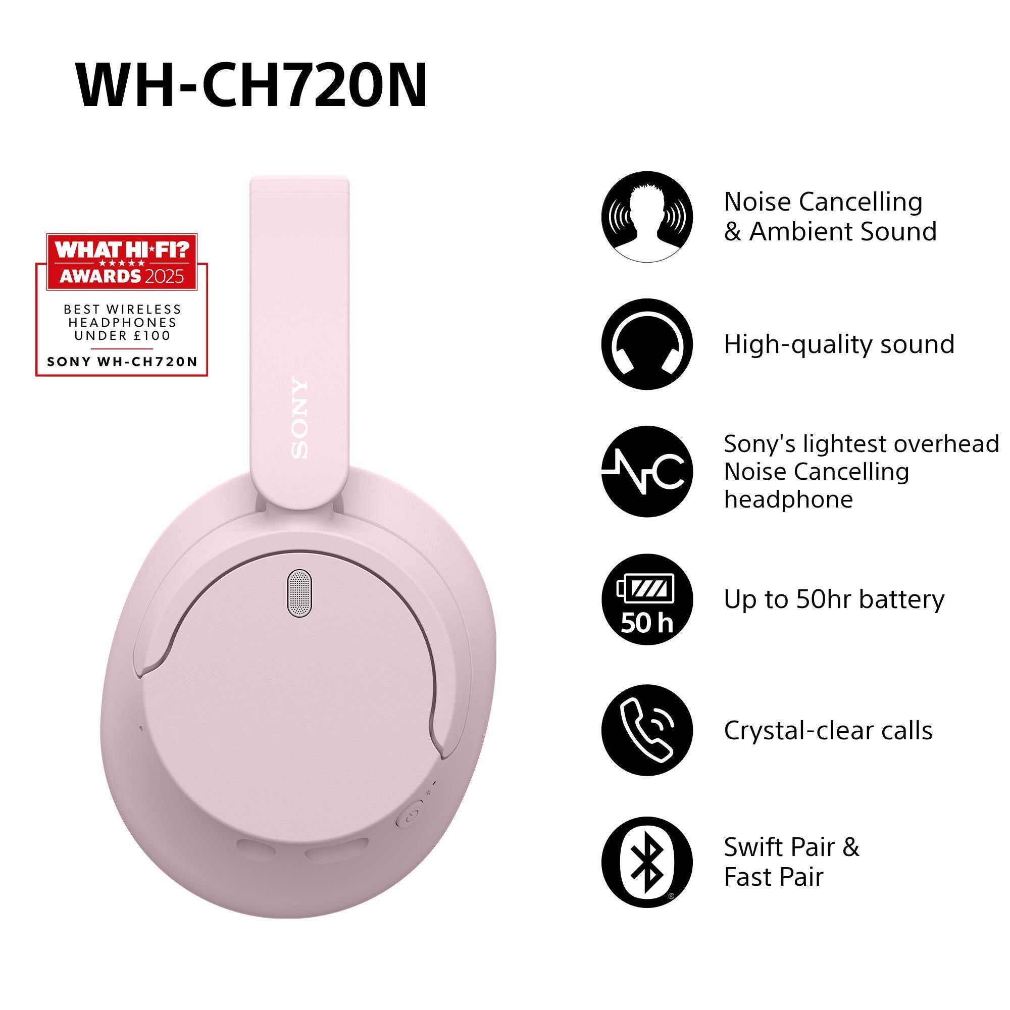 WH-CH720 Noise Cancelling Bluetooth Wireless Over-Ear Headphones with Mic/Remote