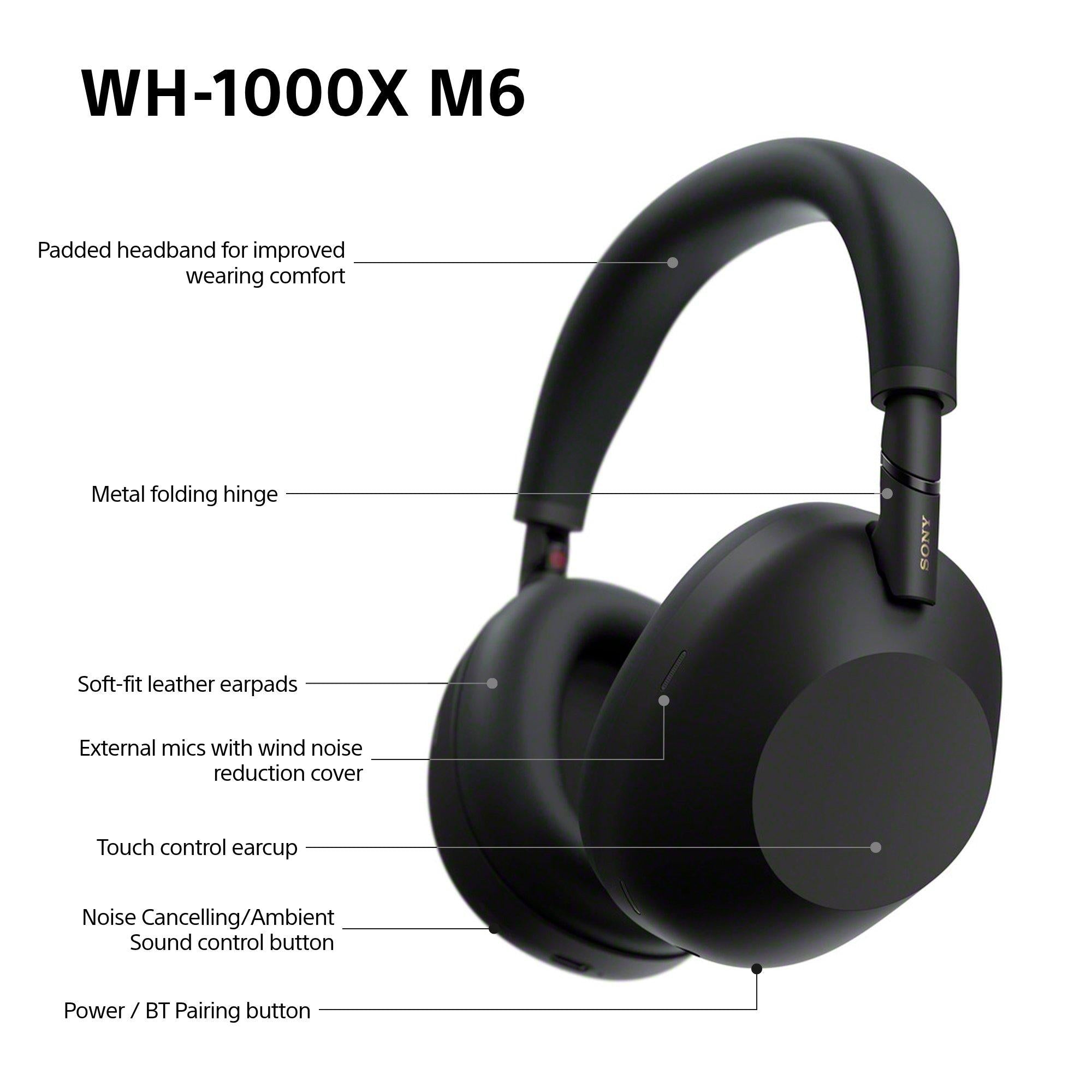 WH-1000XM6 Noise Cancelling Wireless Bluetooth High Resolution Audio Over-Ear Headphones with Mic/Remote