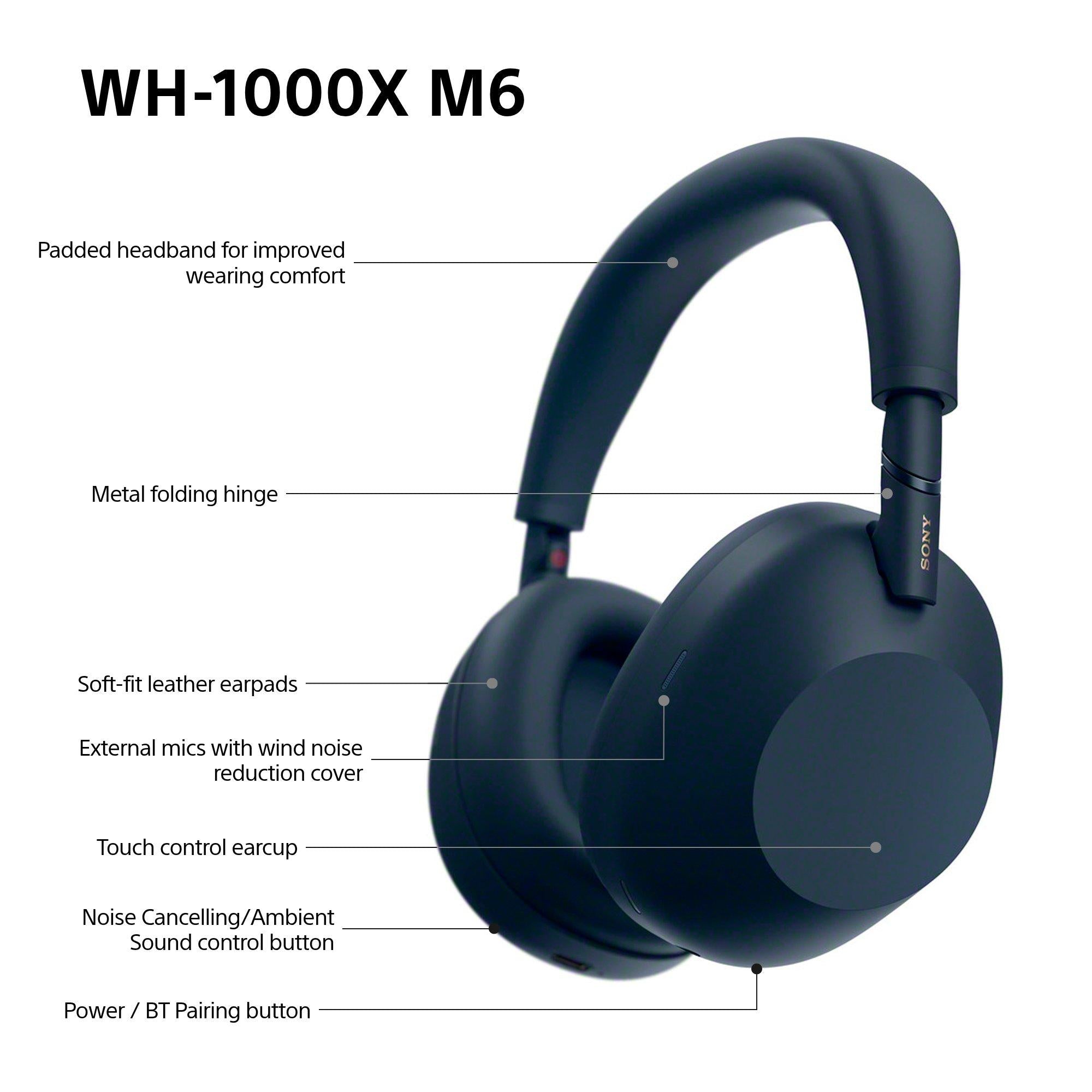 WH-1000XM6 Noise Cancelling Wireless Bluetooth High Resolution Audio Over-Ear Headphones with Mic/Remote