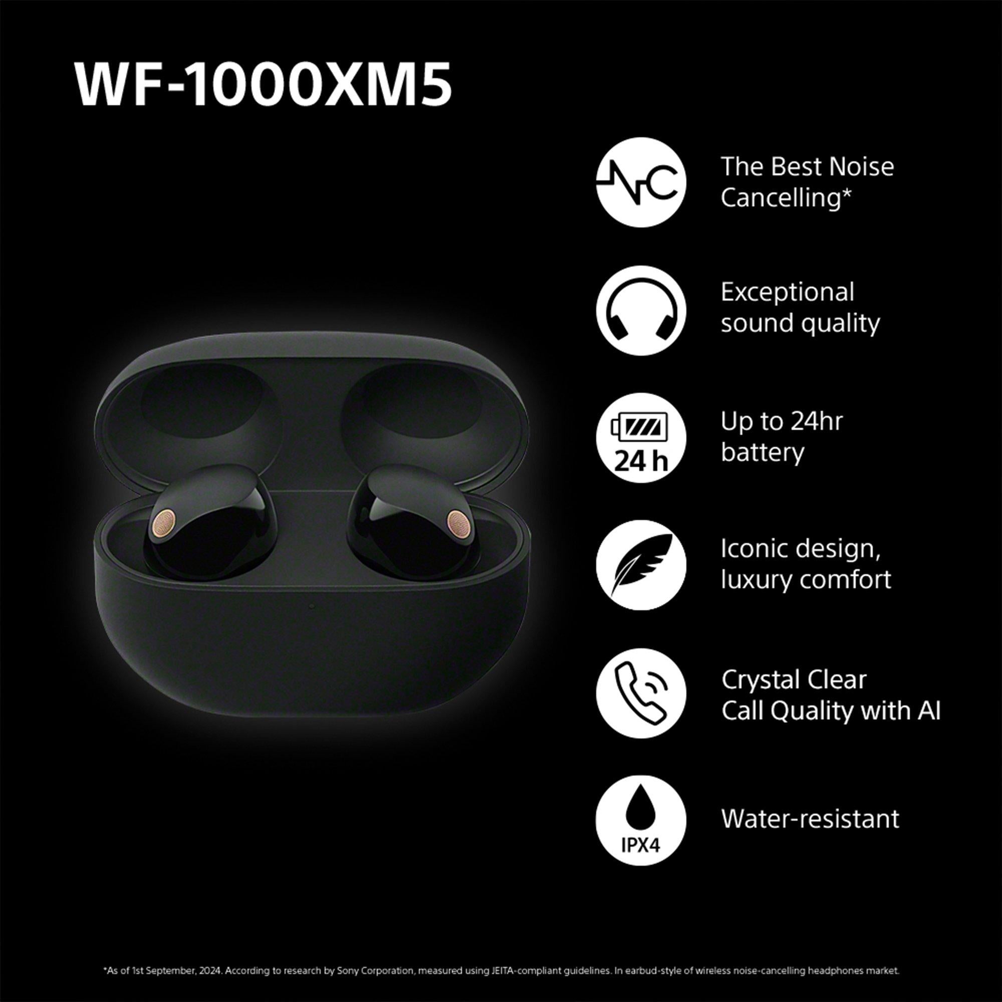 WF-1000XM5 Noise Cancelling True Wireless Bluetooth Sweat & Weather-Resistant In-Ear Headphones with Mic/Remote