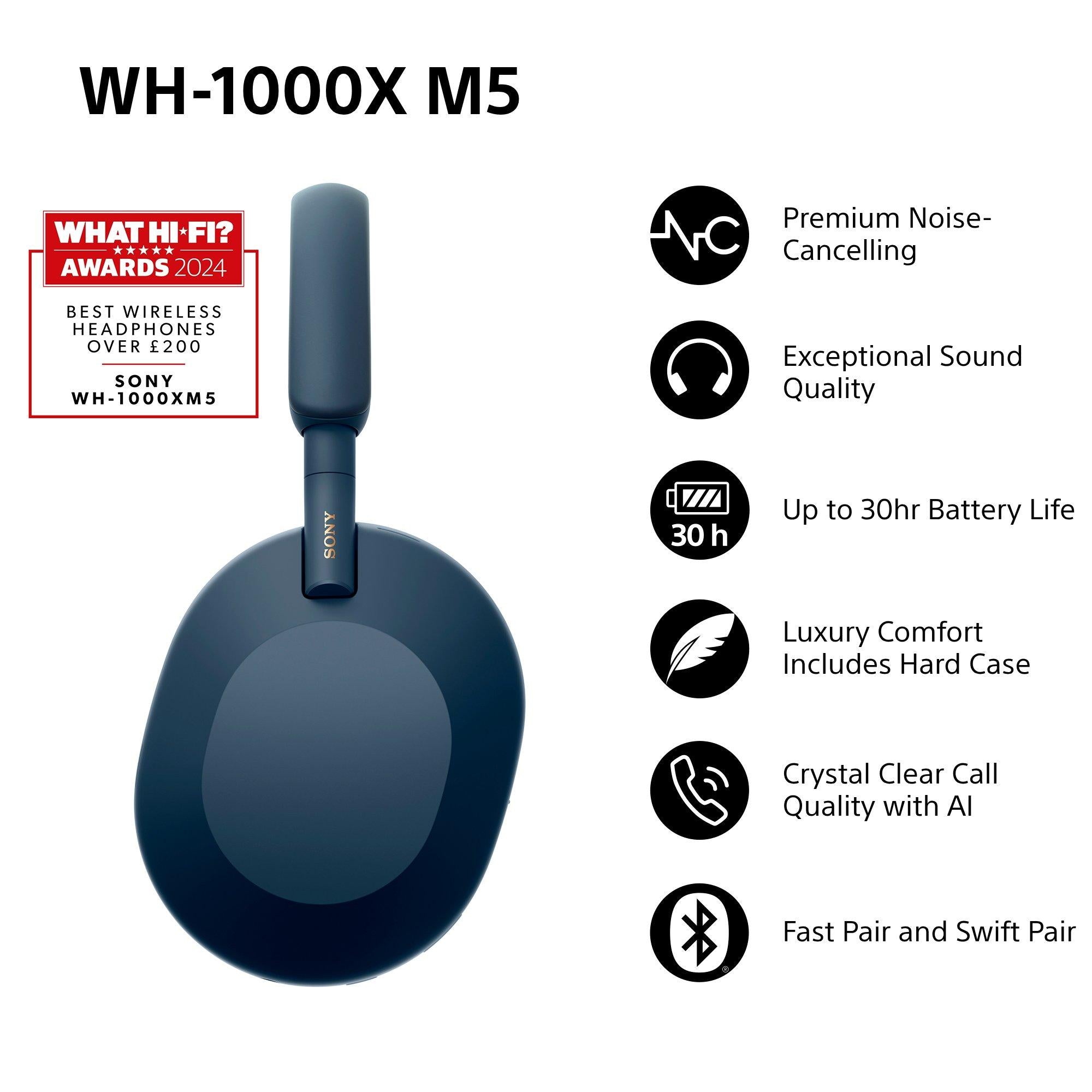 WH-1000XM5 Noise Cancelling Wireless Bluetooth High Resolution Audio Over-Ear Headphones with Mic/Remote