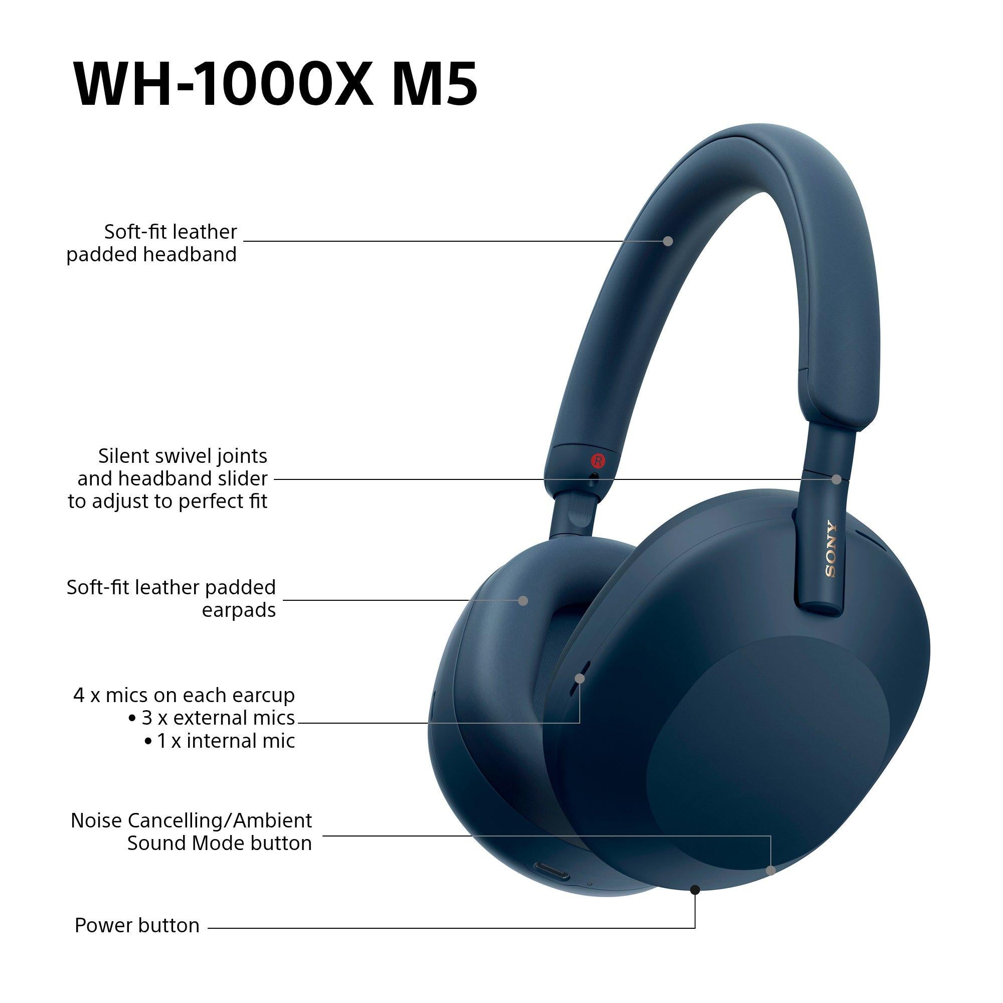 WH-1000XM5 Noise Cancelling Wireless Bluetooth High Resolution Audio Over-Ear Headphones with Mic/Remote